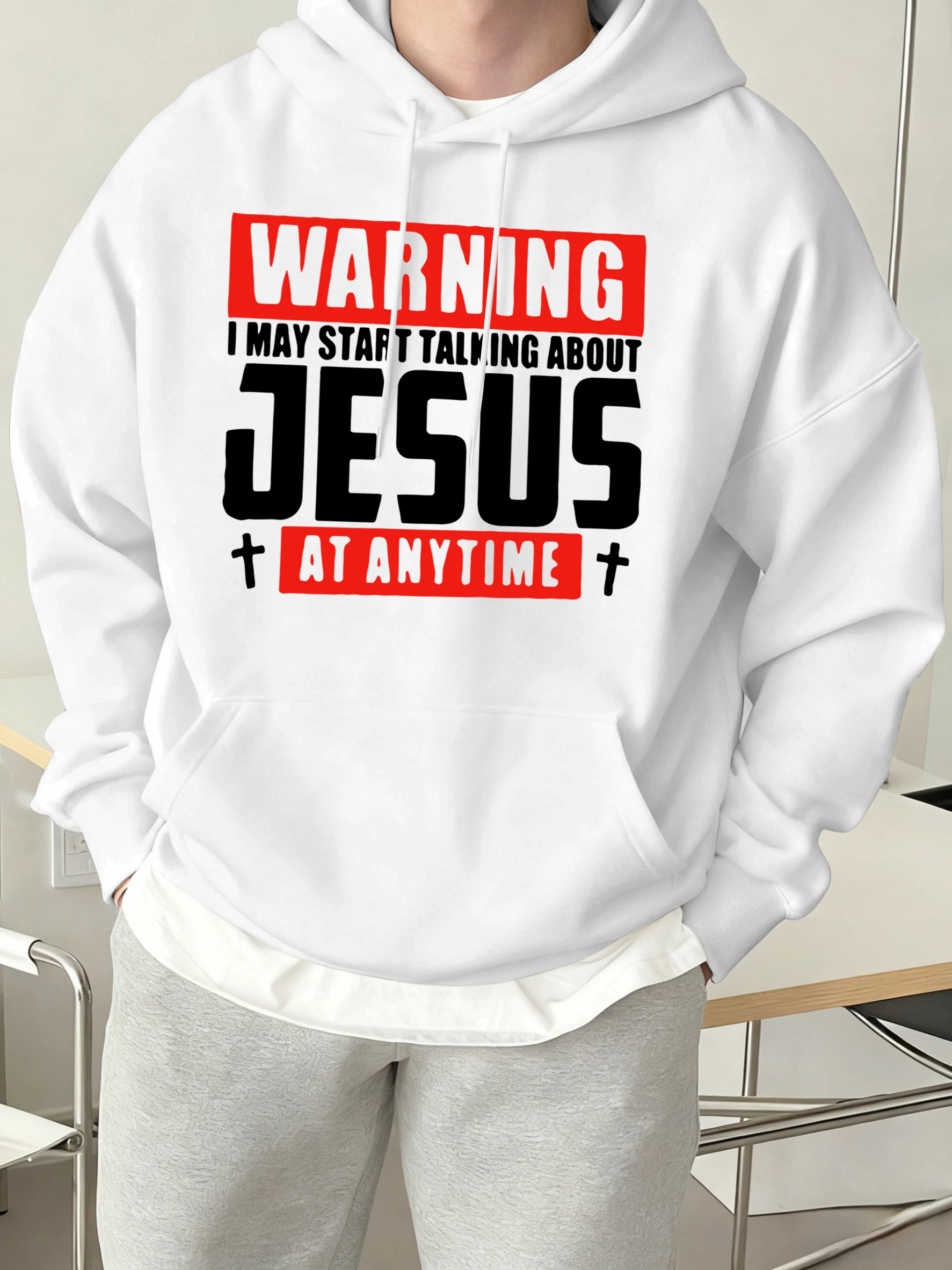 I May Start Talking About Jesus Prints Men Streetwear Warm Pocket Clothing Fashion Casual Sweatshirts Autumn Fleece Sportswears
