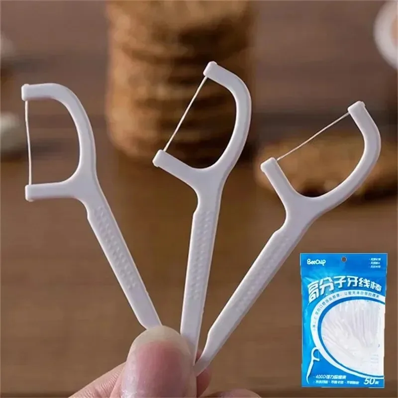 100-600Pcs White Dental Floss Pick Tooth Cleaner Sticks Oral Hygiene Care Teeth Interdental Cleaning Flosser Toothpick Tools