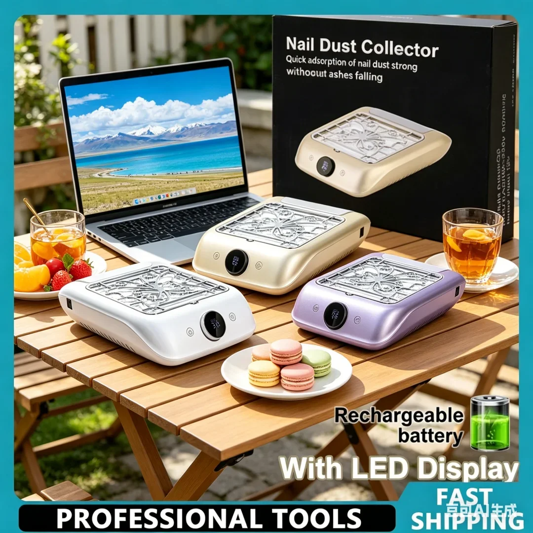 

Exquisite Rechargeable Nail Dust Vacuum Collector Cordless Nails Dust Extractor With LED Display Adjustable Speed Opulent