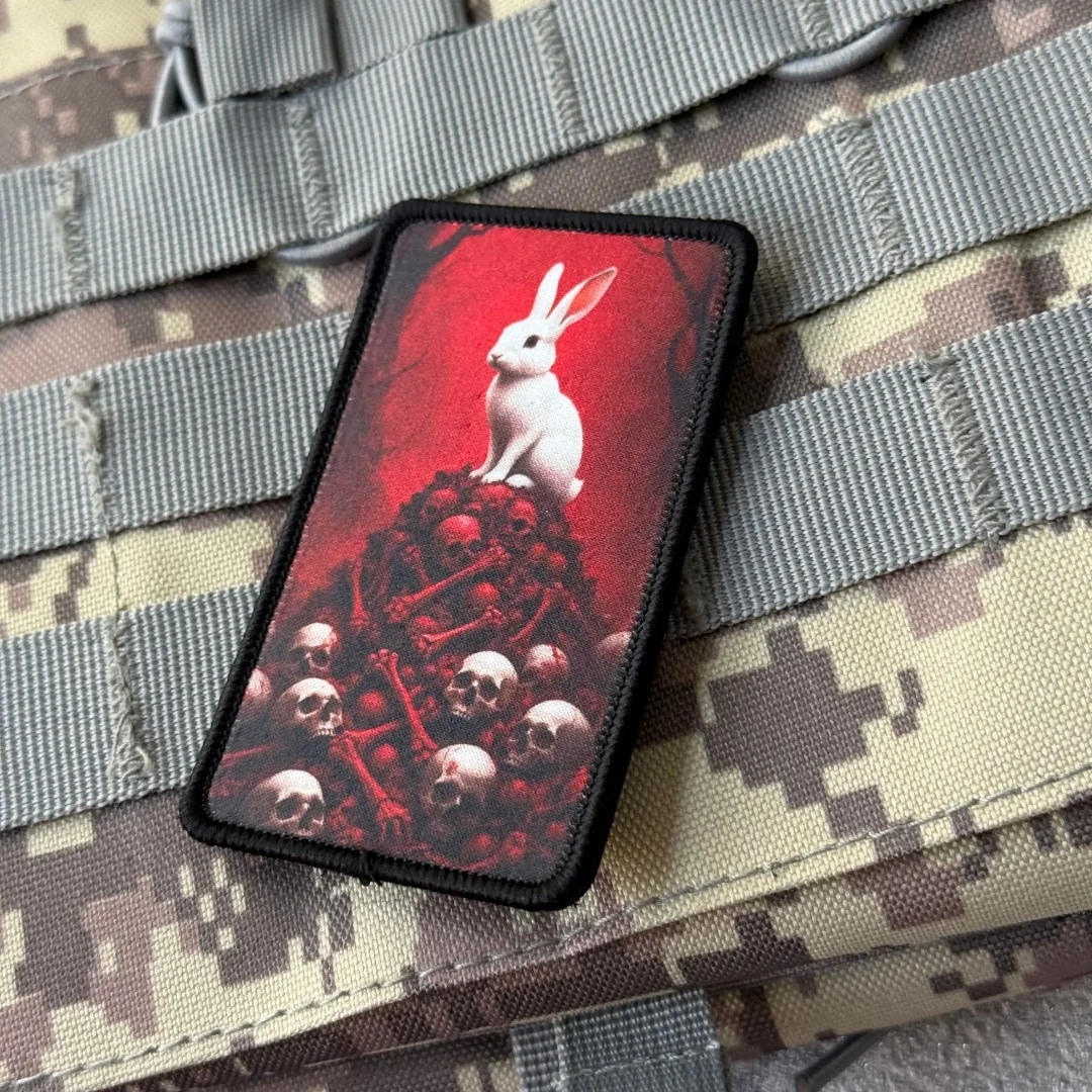 Parche táctico morale gancho y bucle conejo esqueleto impreso - imagen 5