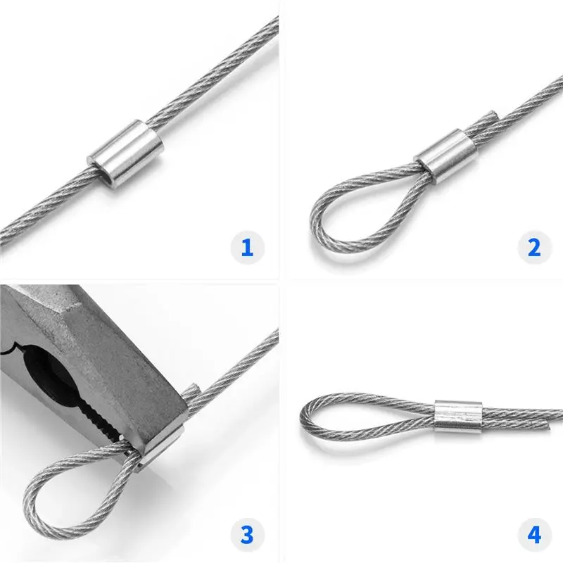 DT39 600PCS 1/16 Inch Cable Ferrule Set Aluminum Alloy Crimping Loop Sleeve for Wire Rope Dog Leash