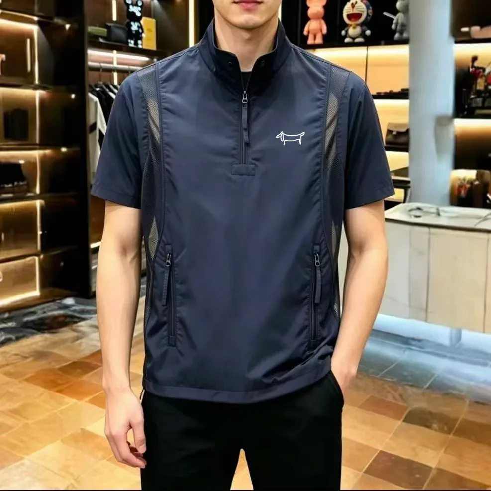 Men's Golf T-shirt Shirt Black Samurai Casual Collar Short Sleeve Top Mesh Golf Wear Breathable Fashion Men Golf Clothing