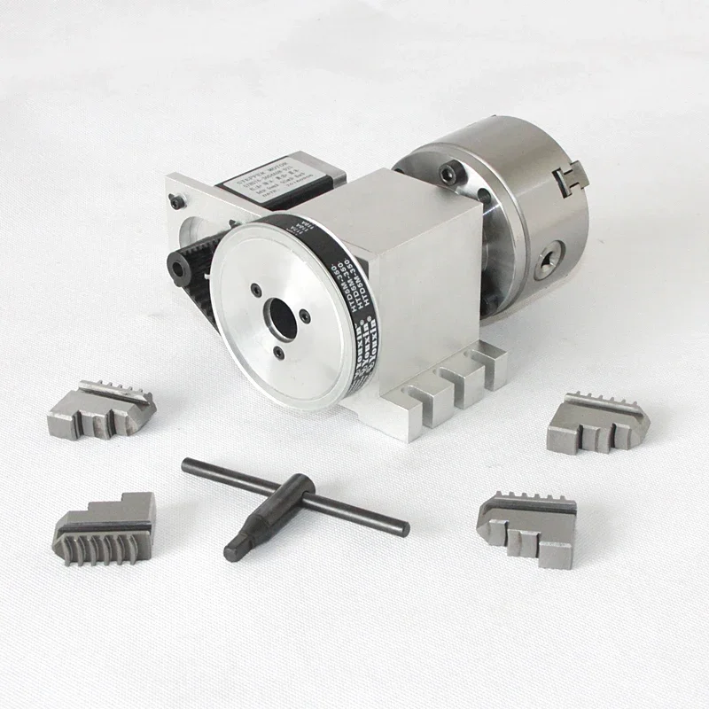 Good price CNC Hollow shaft Rotary 4th axis K5M-6-100B 100mm 4 jaws chuck Rotation 6:1A axis for milling machine