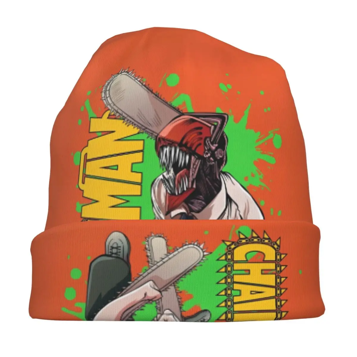 Anime Chainsaw Man Bonnet Hat Vintage Outdoor Skullies Beanies Hats Unisex Warm Dual-use Caps
