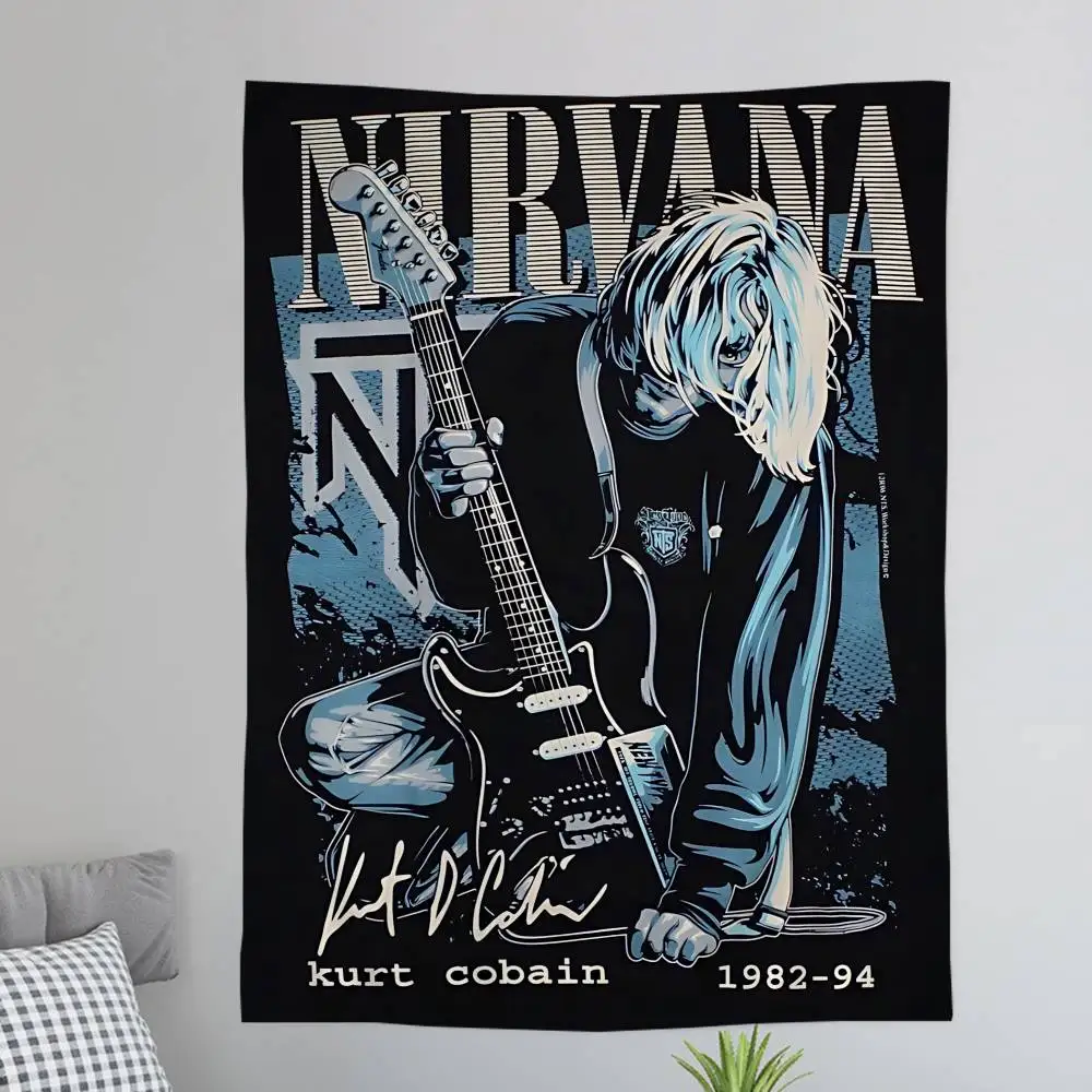 Grunge Band N-Nirvana Anime Tapestry Hanging Tarot Hippie Wall Rugs Dorm Home Decor