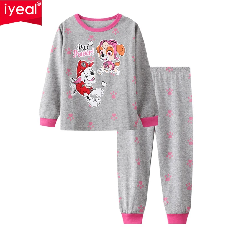 IYEAL New Children Girls Pajamas Set Autumn Winter Long-sleeved Cartoon Home Clothes Set Cotton Cute Homewear