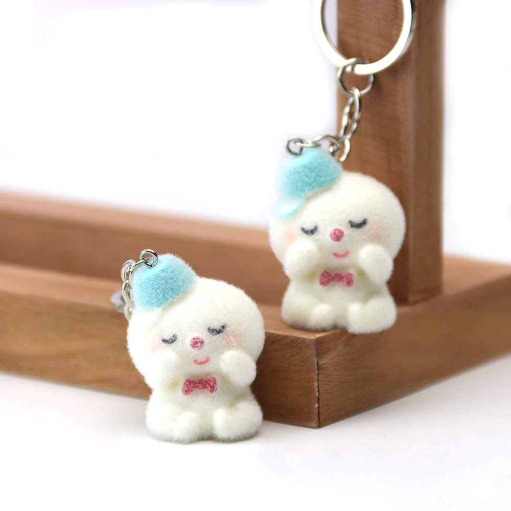 10pcs 3D Flocking Cartoon Charms Plush Snowman Doll Pendants for Necklace Braceket Making DIY Jewelry Accessories Wholesale