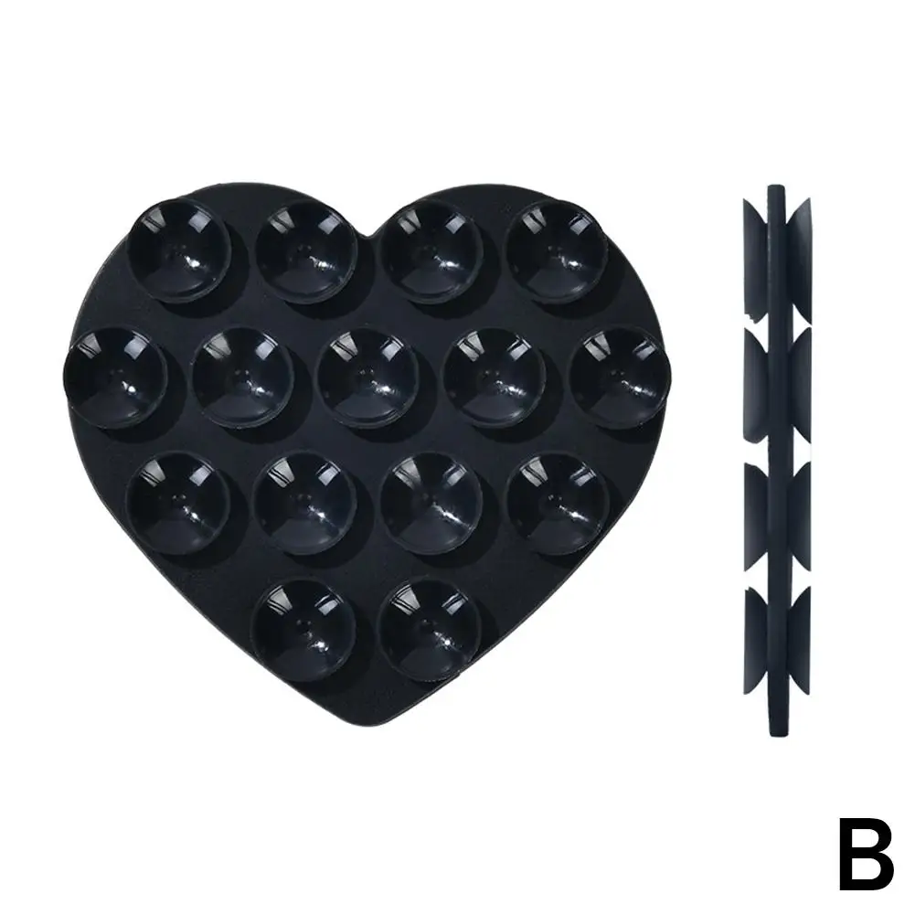 Supporto per ventosa per telefono bifacciale a forma di cuore Ventosa per telefono in silicone Adsorbimento Mobile Forte pad Staffa fissa Phon W7E4