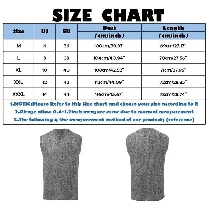 Mens Warm Knitted V-Neck Sweater Slim Fit Sweater Vest  Pullover Male Simple All-match Sleeveless Jumper Knitted Waistcoats