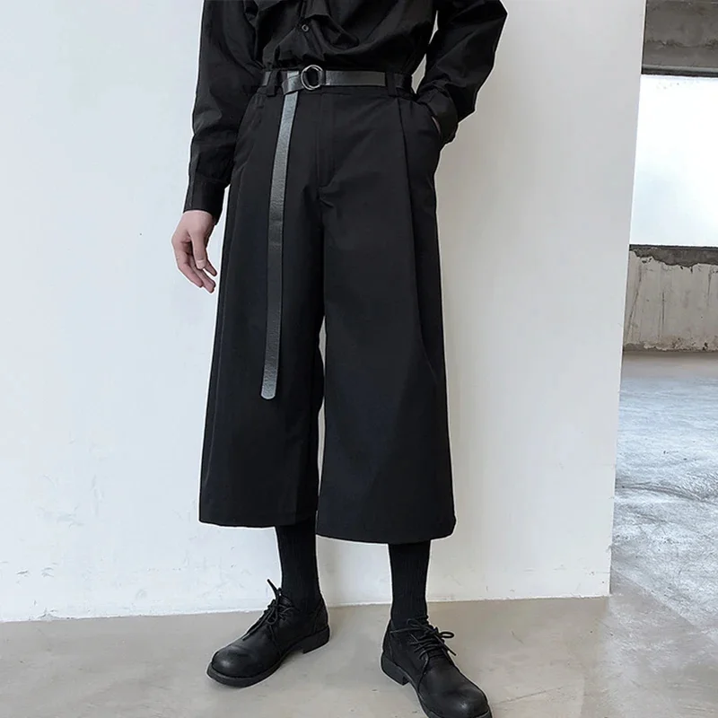 Fashionable men's dark low-grade wide leg Harun loose and versatile pants Japanese Capris personalized summer straight