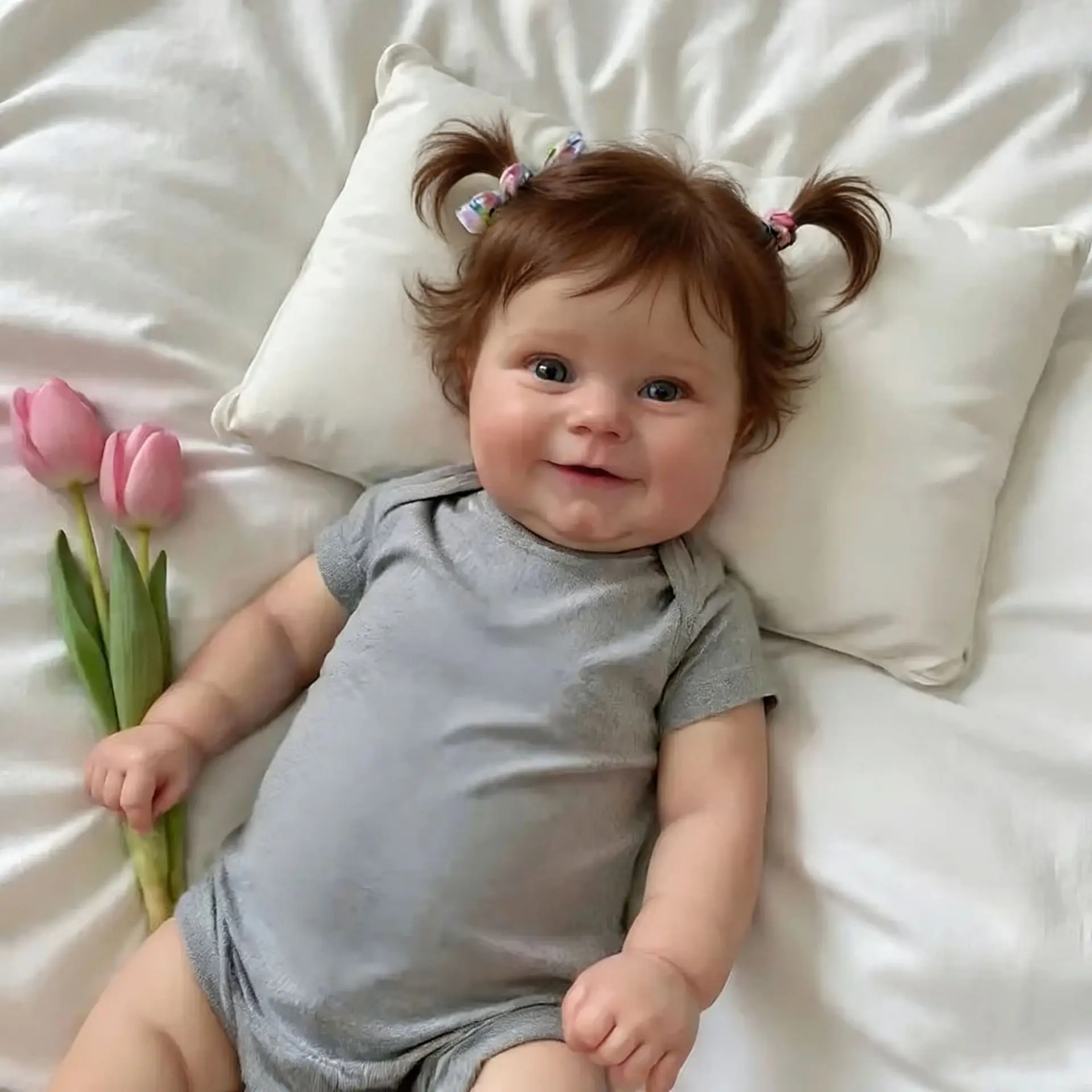 Poupée Reborn de 20 pouces (50cm) avec corps en caoutchouc, cheveux bruns, bébé réaliste, cadeaux pour enfants