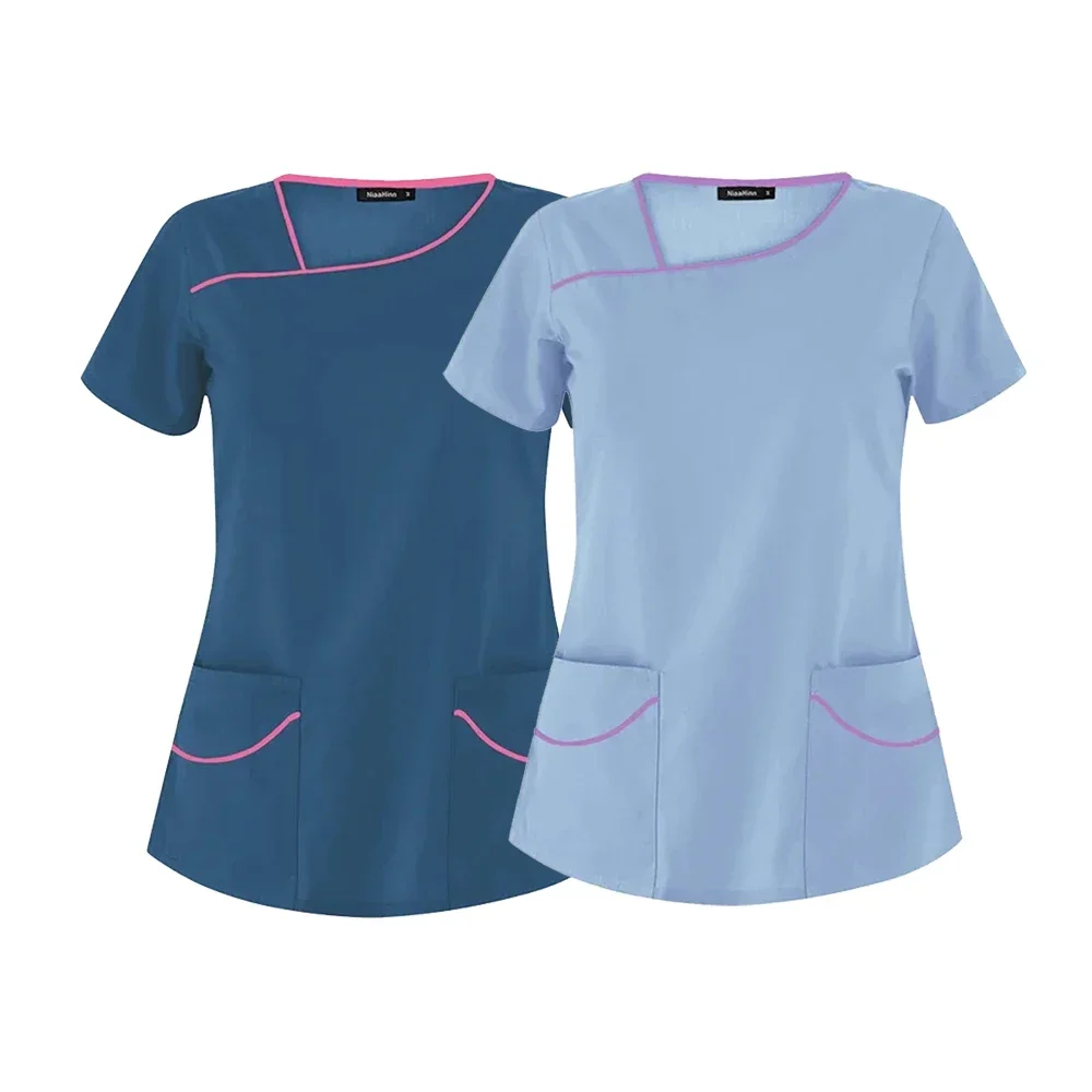 Oral Dentist Operating Room Summer Thin Top Nursing Scrub Shirt Pet Grooming Scrub Short Sleeve Doctor Suits Top Wholesale