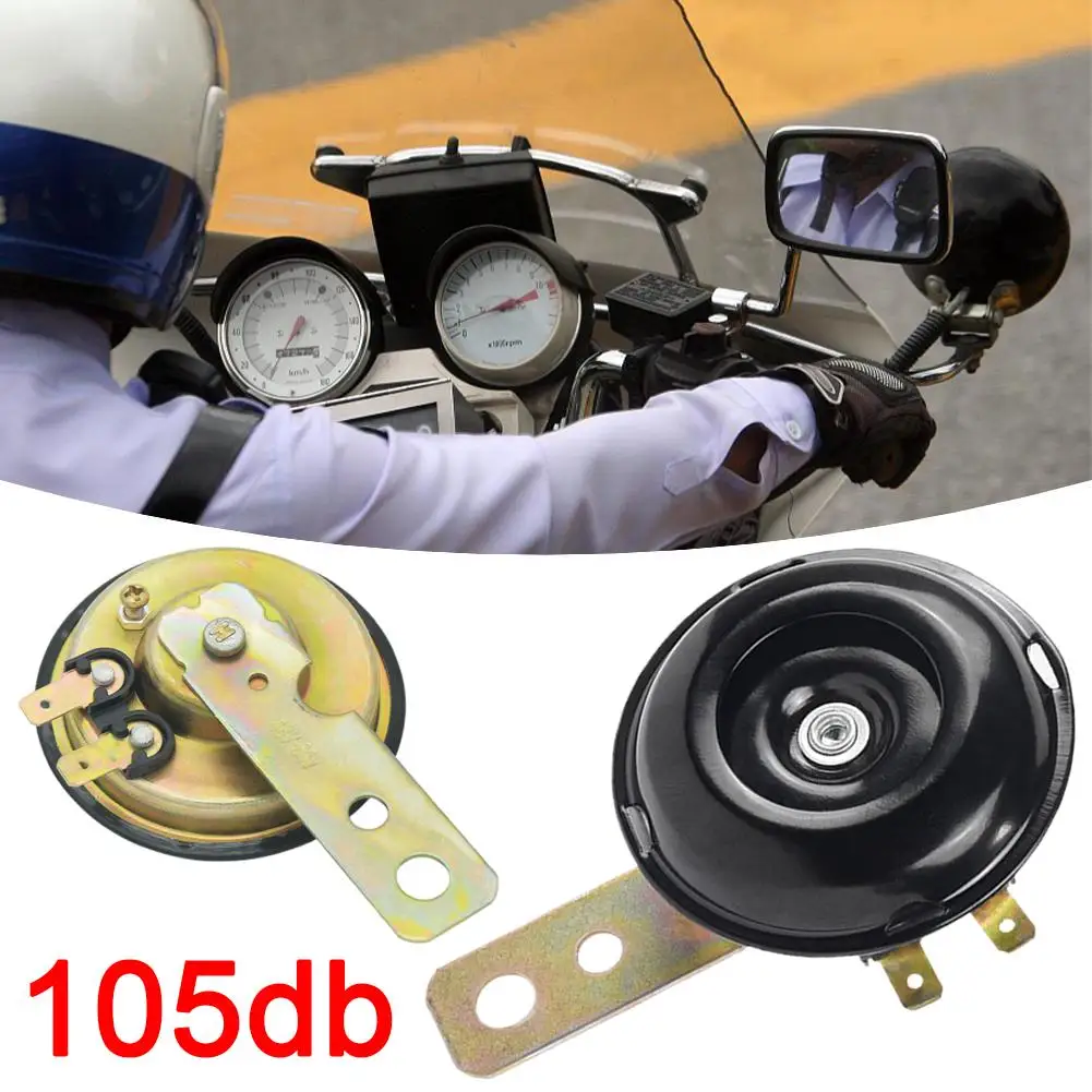 12V Motorcycle Horn Super Loud Waterproof Round Speaker Universal Scooter Motorbike E-Bikes Mopeds Electric Horn Kit Accessories