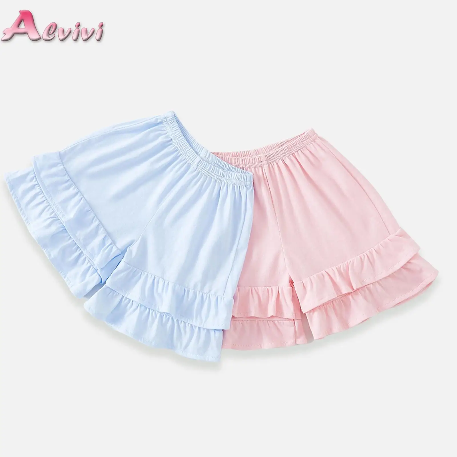

Kid Girls Solid Color Ruffle Shorts Elastic Waistband Shorts Cute Bottoms for Casual Daily Life Vacation Beach Park Picnic