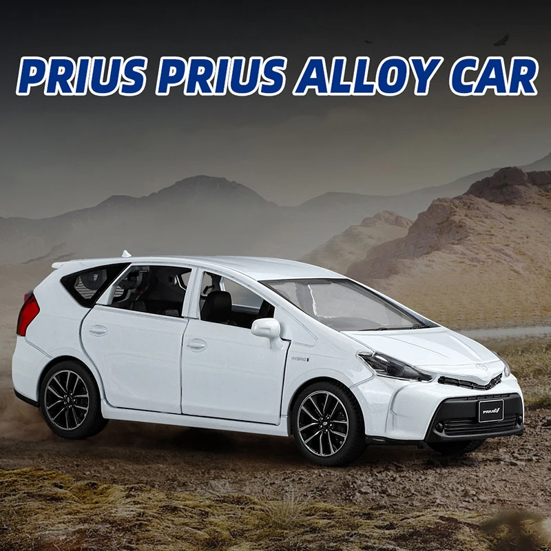 New 1:32 Toyota Prius SUV Alloy Muscle Car Model Sound and Light Pull Back Children's Toy Collectibles Ornaments Birthday Gift