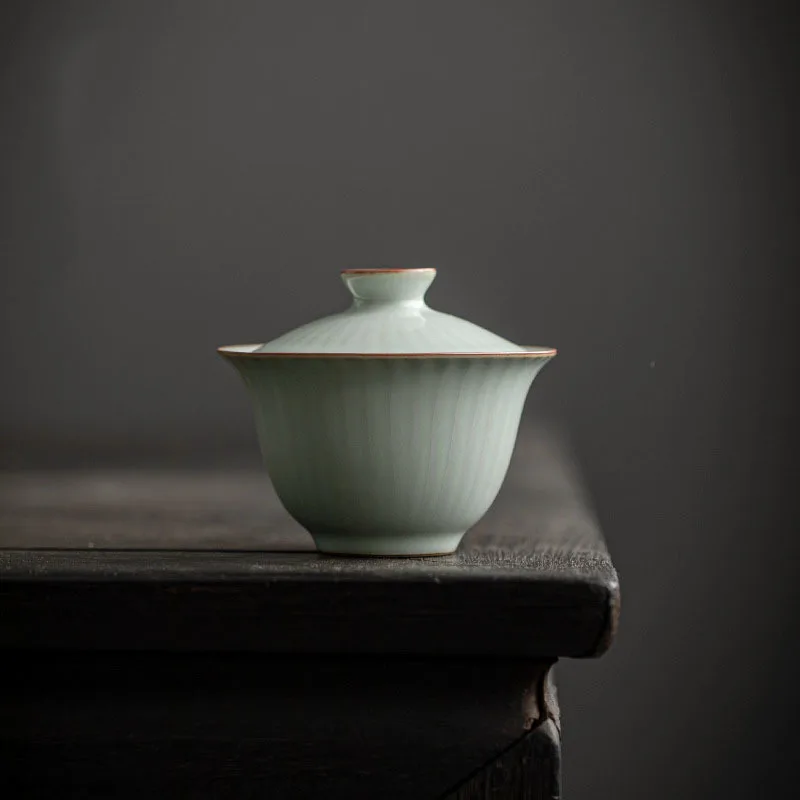 100ml Tianqing Ru Kiln Ceramics Ercai Tea GaiWan Handmade Household Puer Kung Fu Tea Set Tea Ceremony Drinkware Accessories Gift