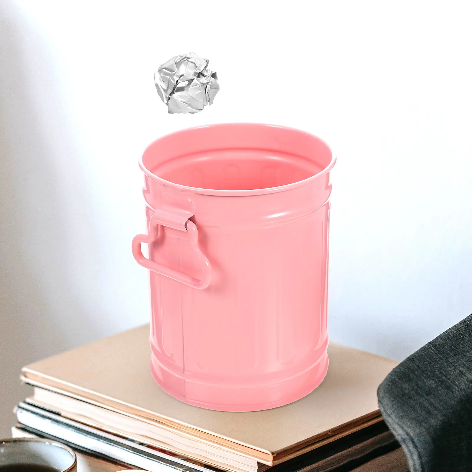 

Металлическое настольное мусорное ведро большой вместимости для офиса, дома, спальни, кухни, многофункциональный держатель для ручек, контейнер для косметических кистей