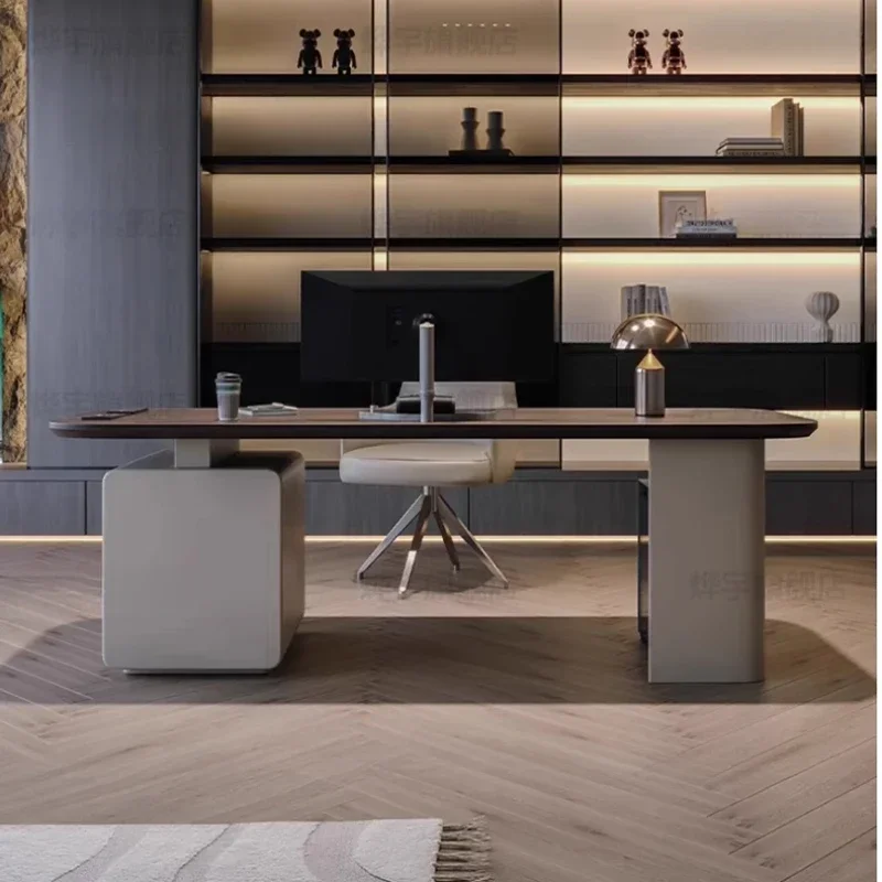 

%Minimalist Modern Wood Executive Desk Storage Drawers Designer Studying Home Computer Desks Korean Tavolino Unique Furniture