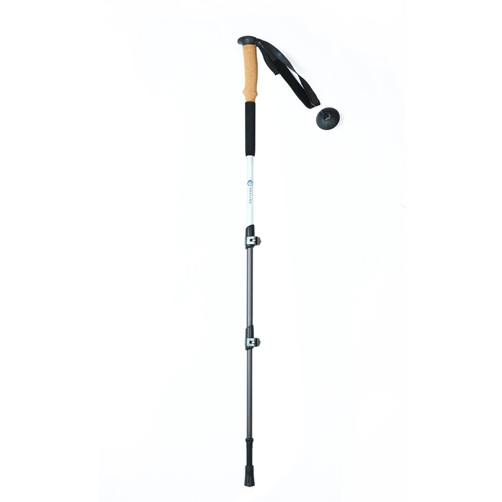 3 Sections 7075 Aluminum Adjustable Trekking Poles Factory Manufacture Outdoor Walking Stick with Soft Cork+EVA Handle