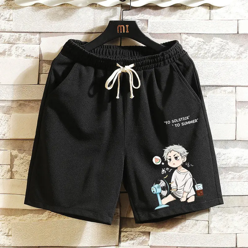 Ice Silk Shorts Men's Summer Wear Thin Five-Point Pirate Shorts Baggy Pajama Pants Couple Wear Casual Beach Pants