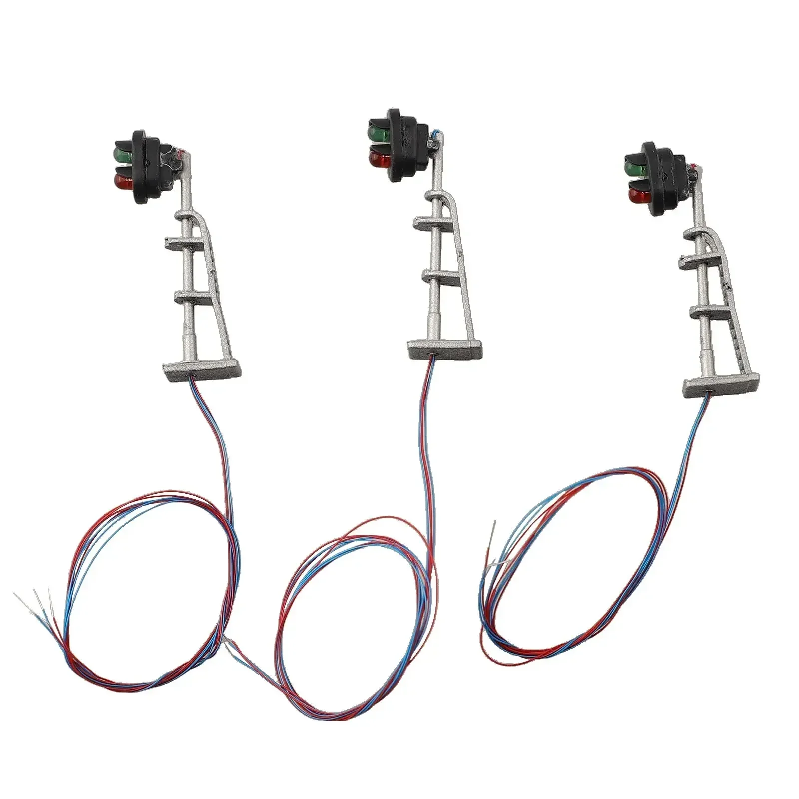 3pcs Model Railroad N Scale 1:87 Track Signals 2-LEDs Green Red Block Lights Train Railroad Decoration Building Landscape Toys