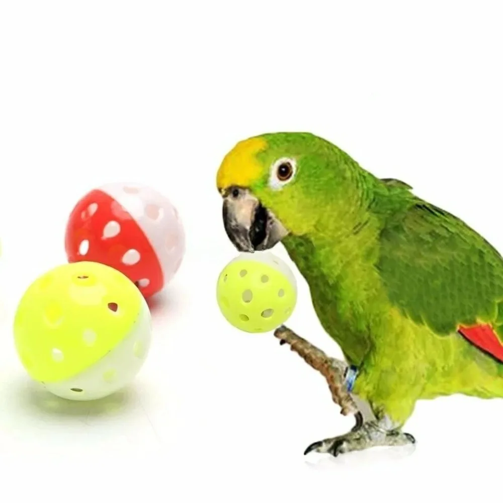 5pcs Pet Parrot Cat Plastic Toy Balls Colored Hollow Bell Ball Parakeet Chew Birdcage Fun Interaction Toys for Pet Bird Supplies - view 3