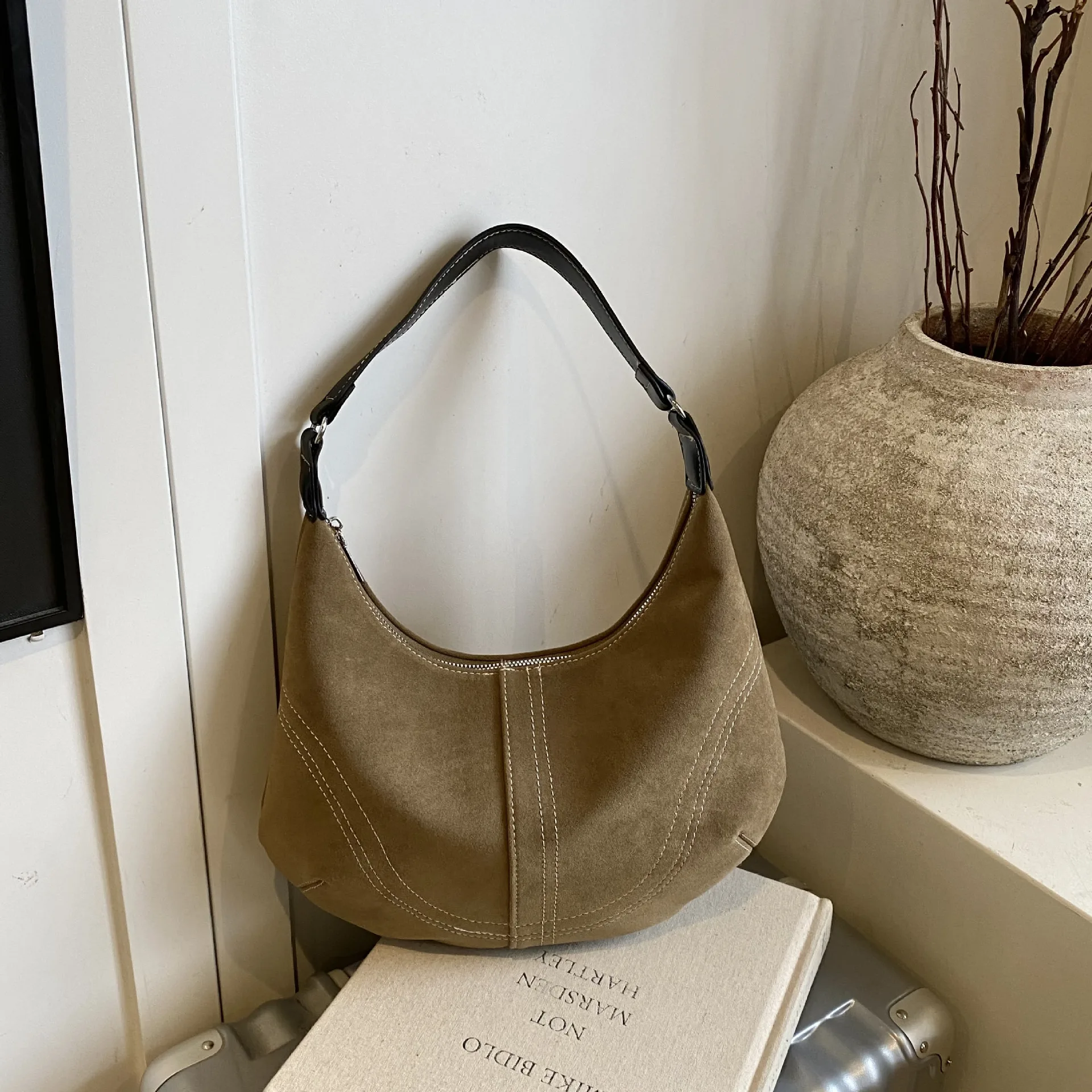 

2025 Retro Matte Leather Underarm Bag for Women, Niche Design Multi-way Shoulder Crossbody Purse, Vintage Small Handbag