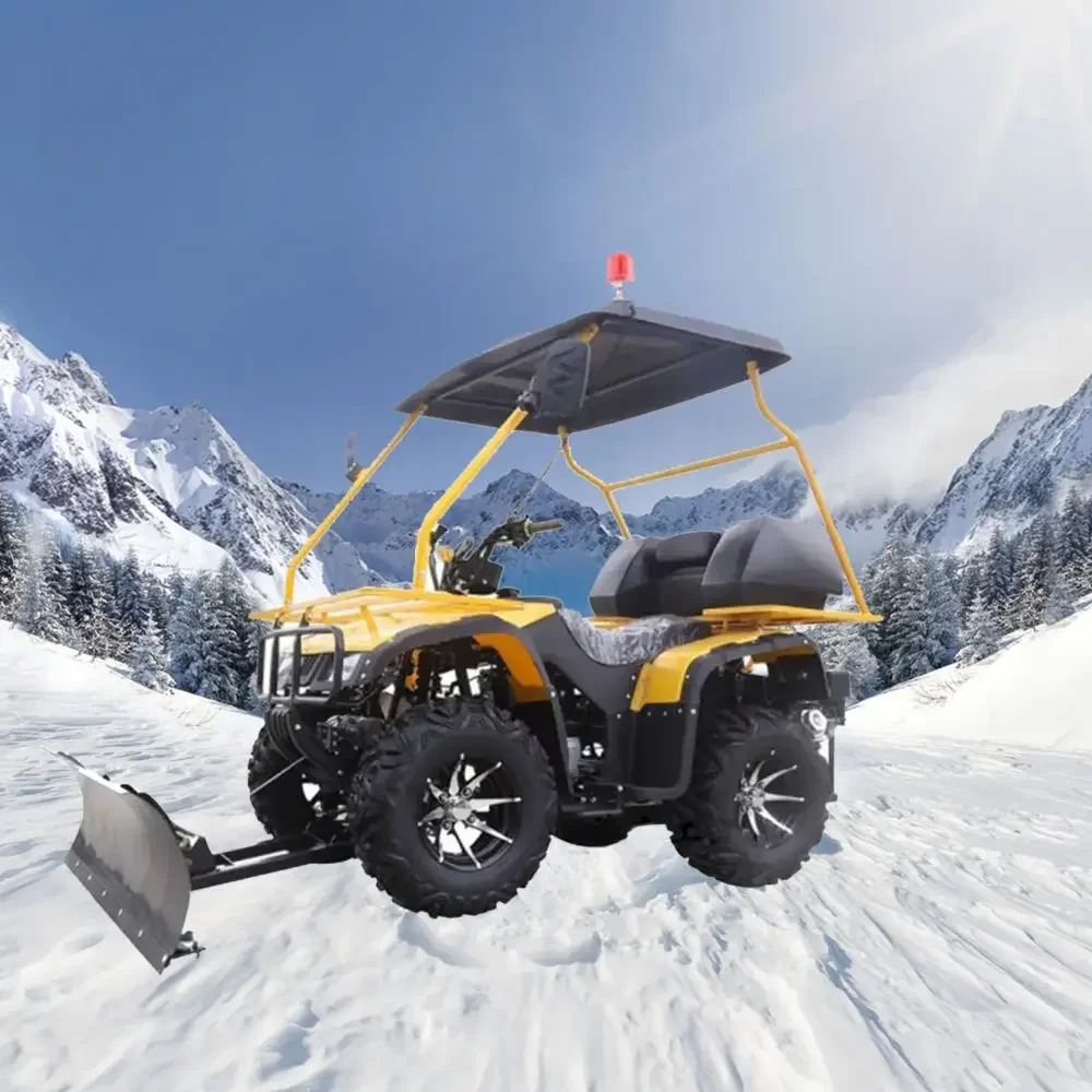 15Hp 4-Wheel Multifunctional Electric Start Snowmobile Street's Snow Removal Vehicle Brush Snowplow