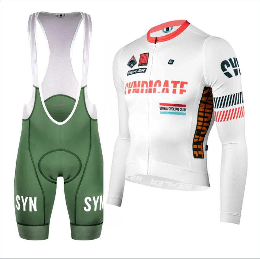 SYN Autumn Men\'s Race Team Long Sleeve Bicycle Suit Cycling Apparel SYNDICATE PRO RACE TEAM LS JERSEY And Bib Pants SUNDAY