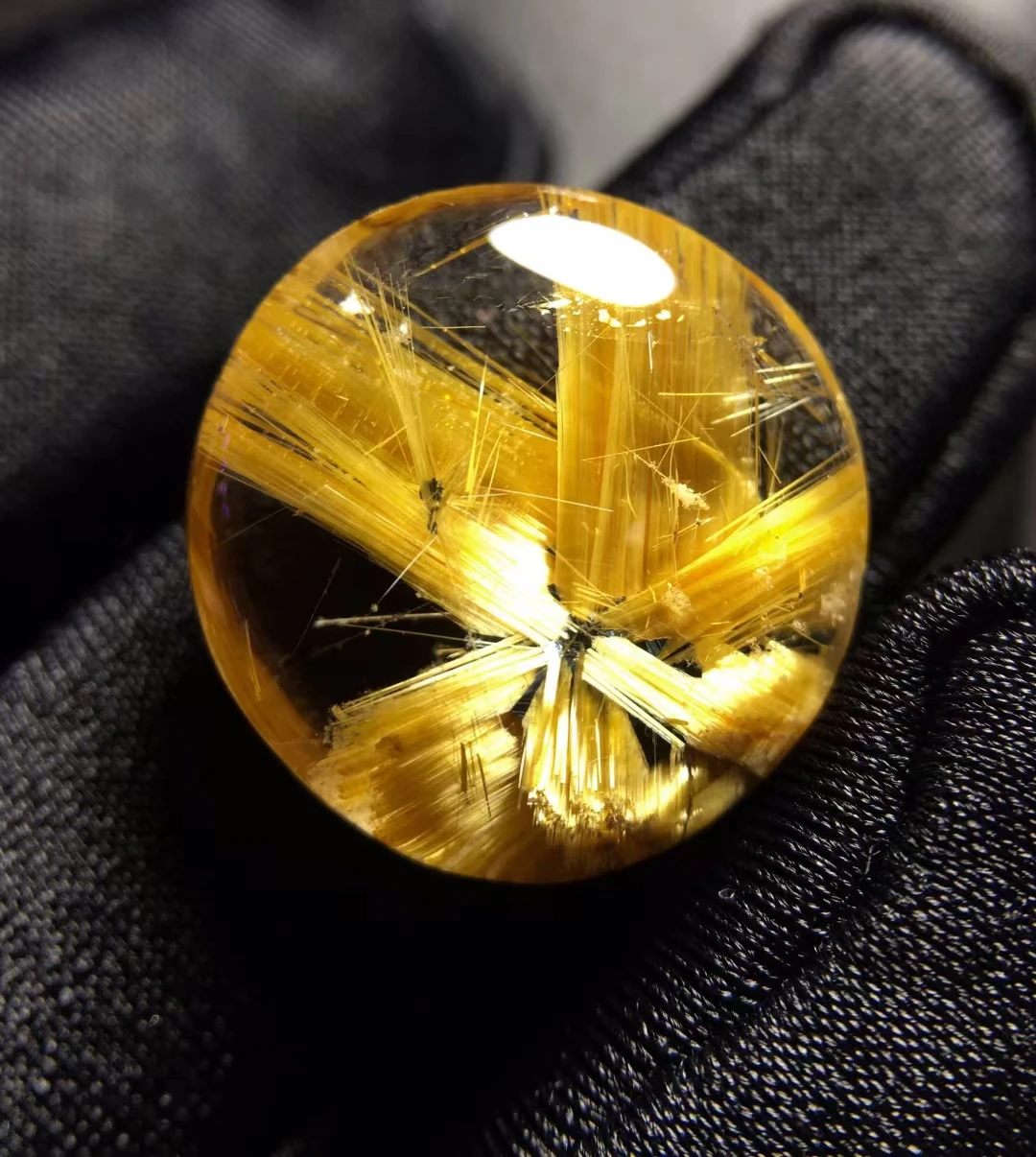 

Genuine Natural Gold Rutilated Quartz Round Pendant Necklace Jewelry Flower 16.8*16.9*7mm Yellow Rutilated Women Men AAAAAAA