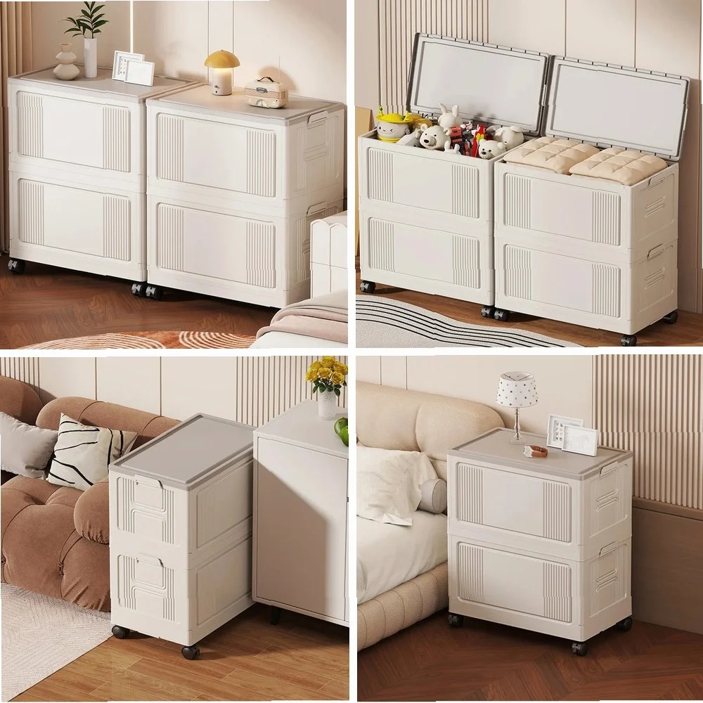

Foldable Toy Storage Box with Wheels, 55/65/75cm, for Bedroom, Narrow Gap Fit, Toys & Clothes Organizer