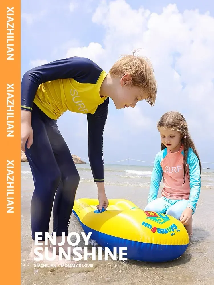 Children's Swimwear Long Sleeve Rash Guard Swimming T Shirt Surf Pants Set UPF50 UV Protect Swimming Bathing Suit for Boys Girls