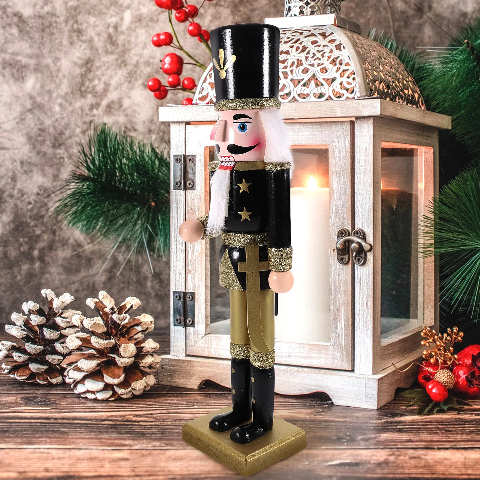 

1pc Christmas Nutcracker Ornament Wooden Nutcracker Puppet Desktop Wood Decor Xmas Table Decoration Festival Gift for Christmas