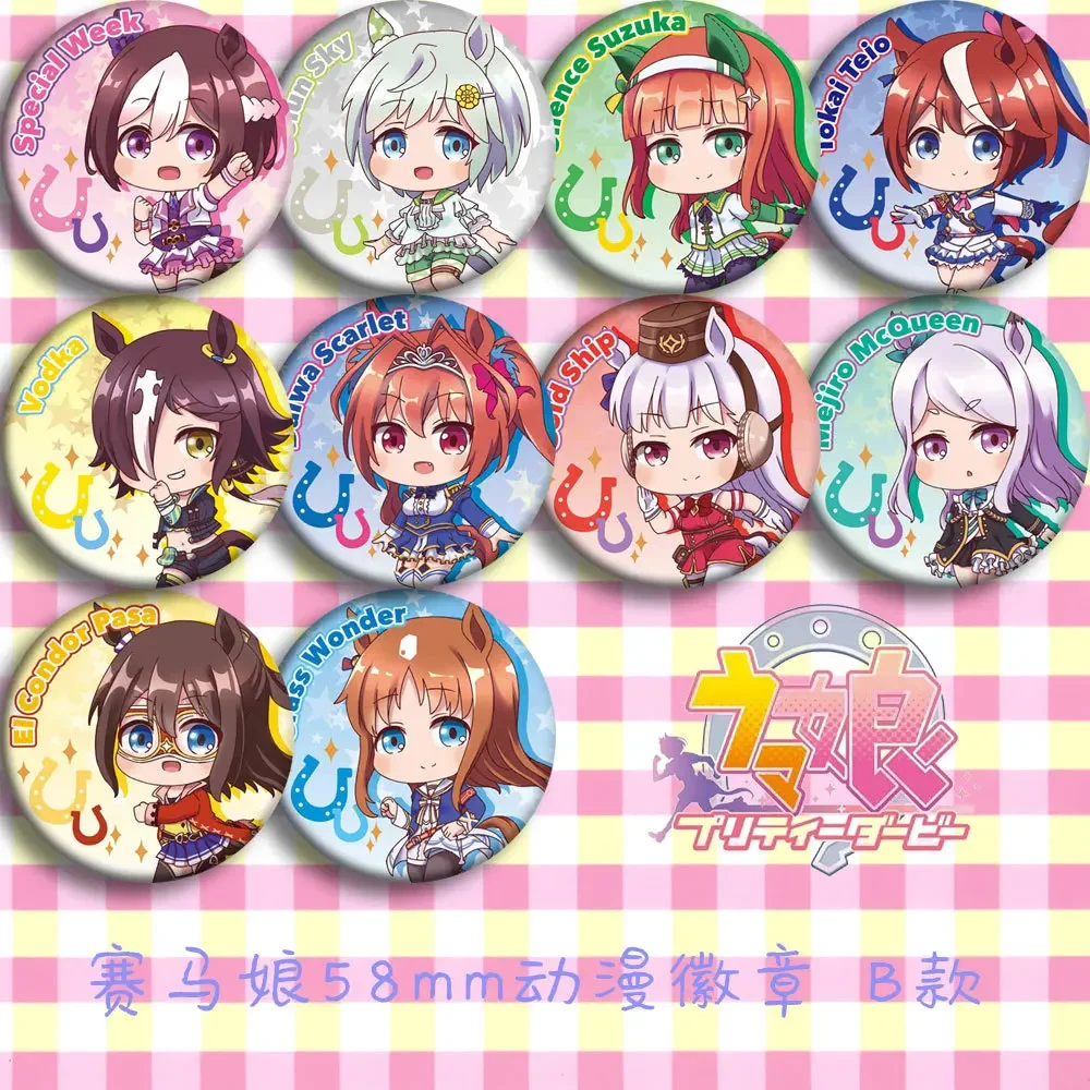 Periféricos de Emblema Anime para Meninas, Tokai Teio, Maruzensky, Oguri, Taiki Shuttle, Mejiro Mcqueen, Rudolf, Kawaii, Periféricos, 58mm