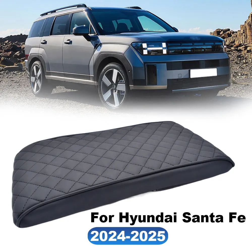 Автомобильный подлокотник для Hyundai Santa Fe 2024 2025, кожаная защитная накладка на центральную консоль, черная сменная накладка, автомобильные аксессуары