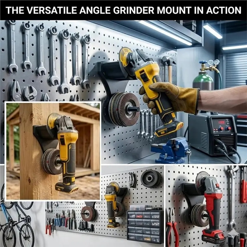 [A93Z!】 Grinder Holder For Polisher, Wall Mount Angle Grinder Organizer Stand With Disc Storage,Heavy Duty Power Tool Mounting S