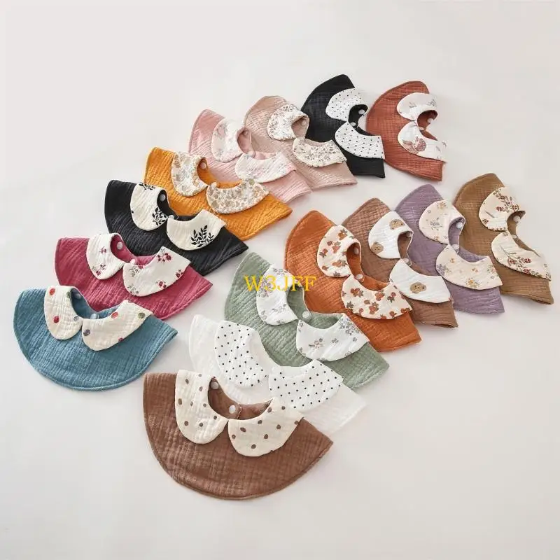 

W3JF Cotton Bib Soft Absorbent Baby Burp Cloth Feeding Bib for Infants And Toddler