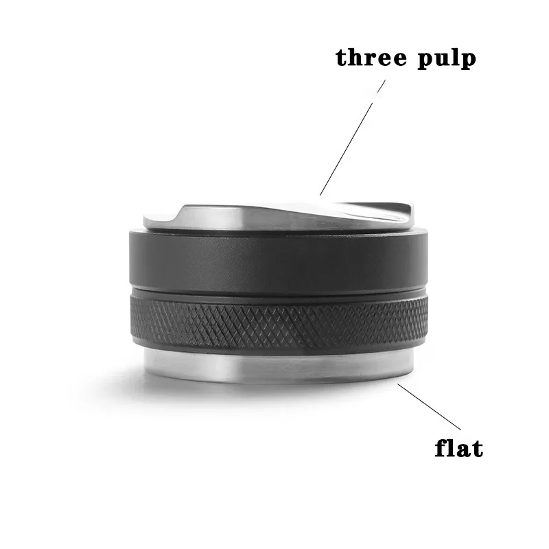 Distribuidor antideslizante de café de doble cabezal, herramienta de Espresso de tres hojas, altura ajustable, 51mm, 53mm, 58mm, 2 en 1
