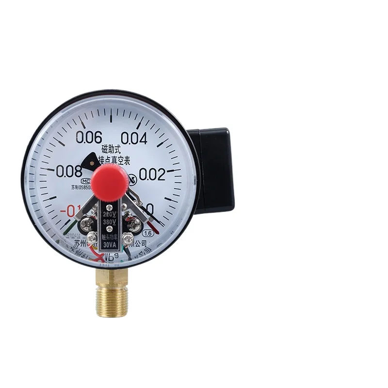 YXC100 - 0.1-0 Vacuum Magnetic Assisted Electric Contact Pressure Gauge, Electric Contact Vacuum Negative Pressure Gauge,