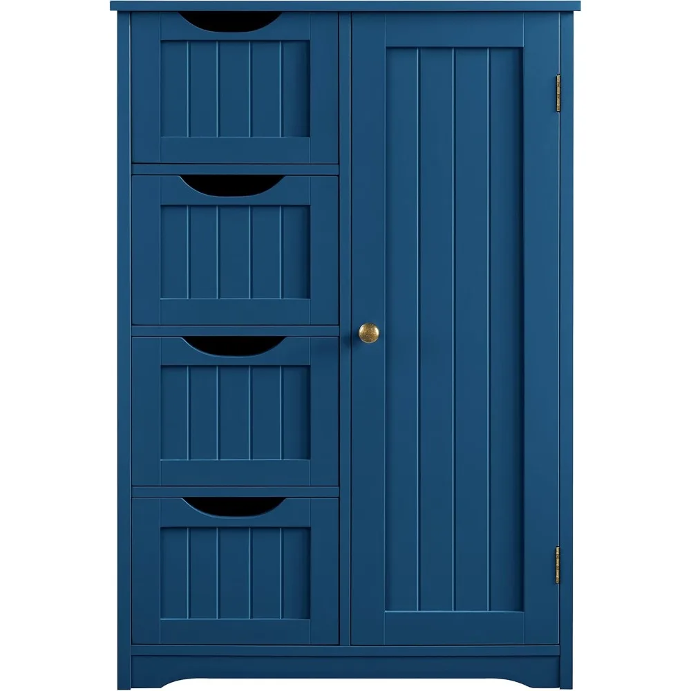 

Деревянный напольный шкаф для ванной комнаты, боковой органайзер для хранения вещей с 4 ящиками и 1 шкафом