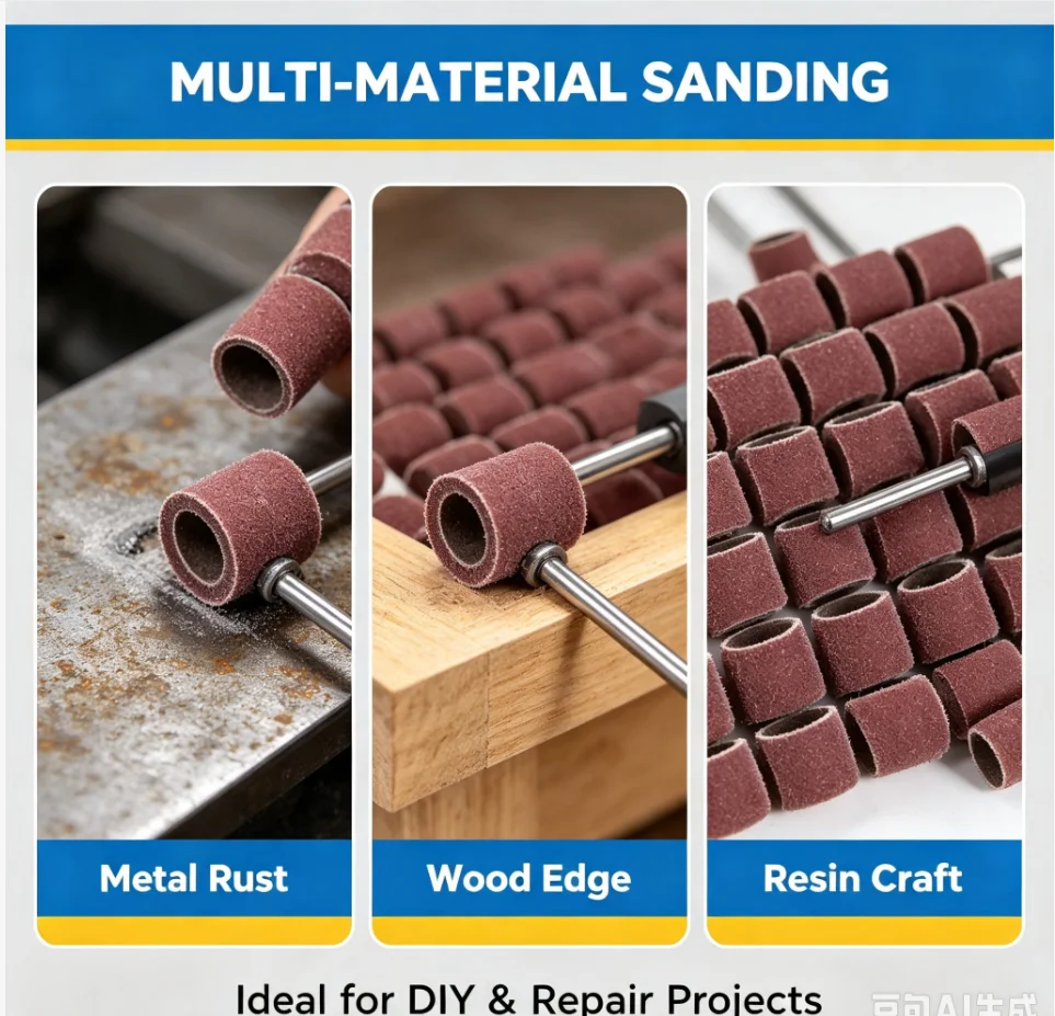 102pcs Sanding Drums Kit Sanding Band 1/2 1/4 Inch Sand Mandrels 80/120/180Grit Fit For Nail Drill Rotary Abrasive Tools