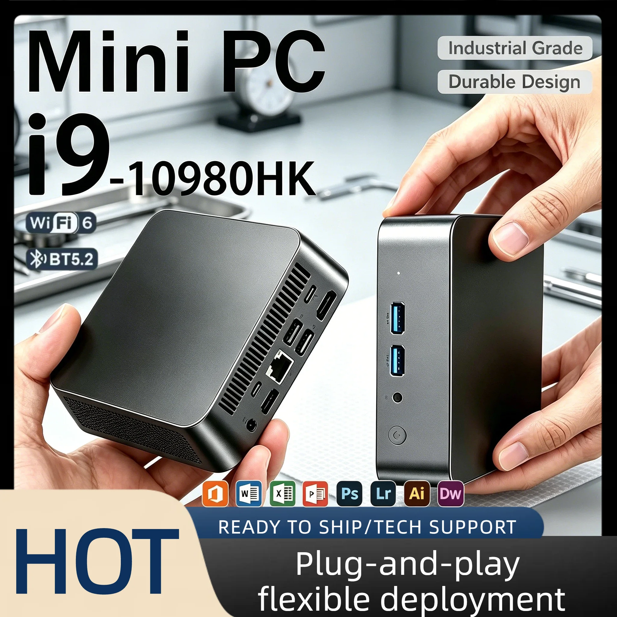 MINI PC Intel Core i9 10980HK 8 Core 16 Thread Windows 11 Pro 16GB RAM 1TB SSD WIFI6 BT5.2 4K HD Gaming Office Study Gaming