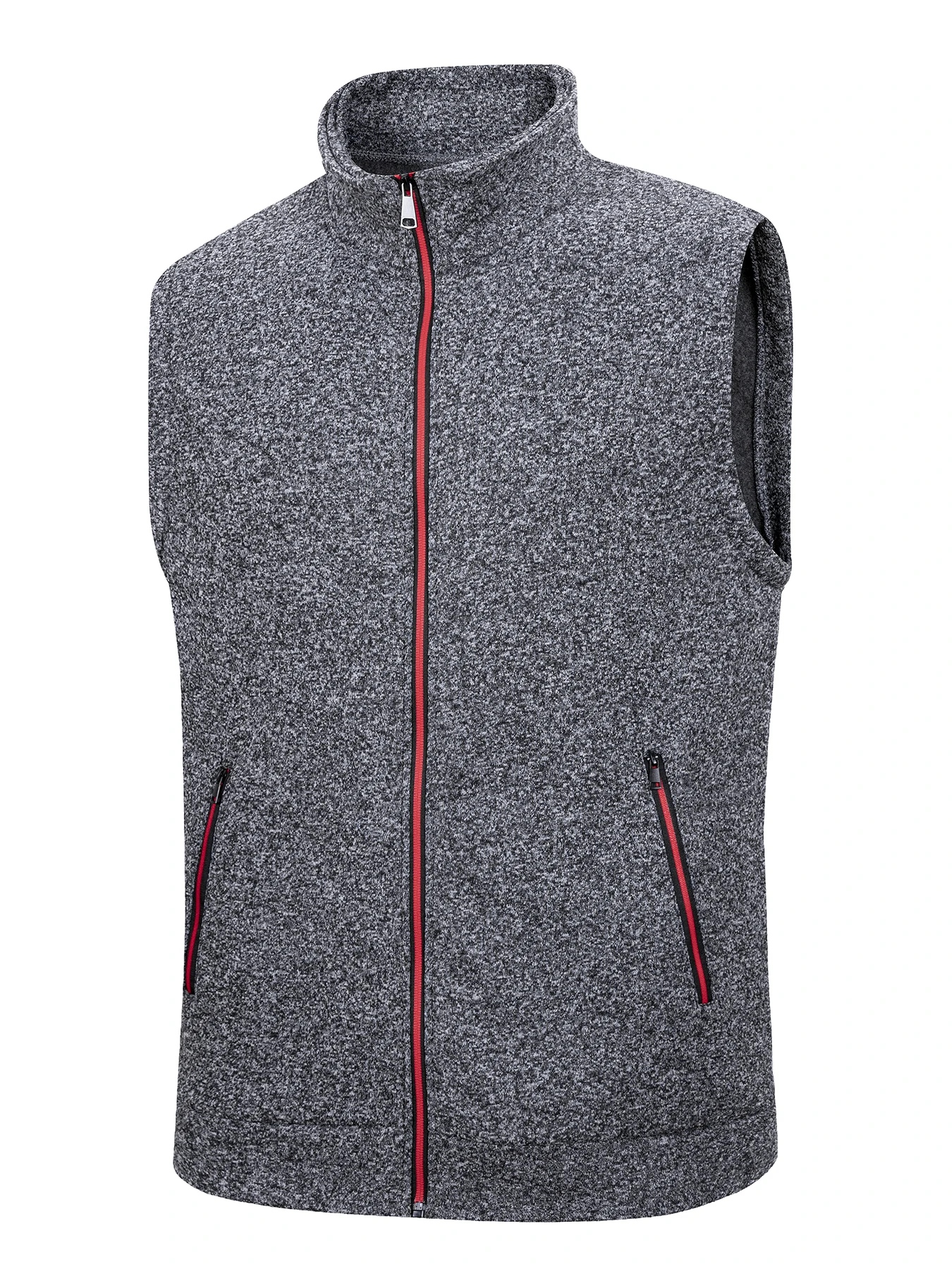 Chaqueta sin mangas con cremallera para hombre, abrigos cálidos para exteriores, sudaderas de cuello alto, ropa de calle transpirable de Color sólido, camisetas atléticas