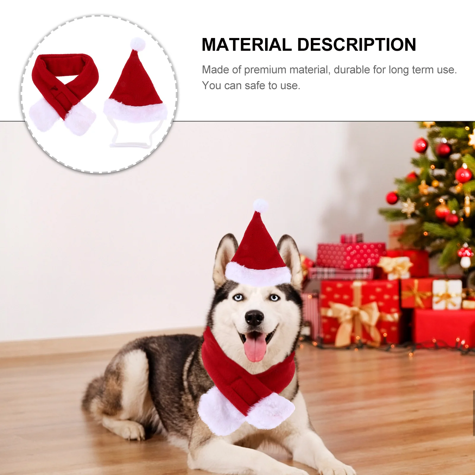 

2Pcs Dog Cat Christmas Hat Scarf Set Adorable Pet Costume Holiday Party Photo Prop Accessory Christmas Pet Scarf