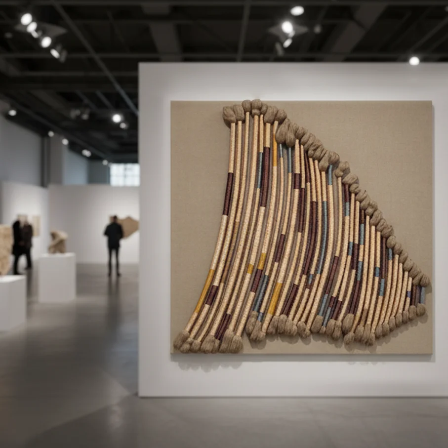 #￥Textured Thread Art Vintage Framed for Room Livingand Dining Area SustainableNatural Materials Art Wall for Open Concept Homes