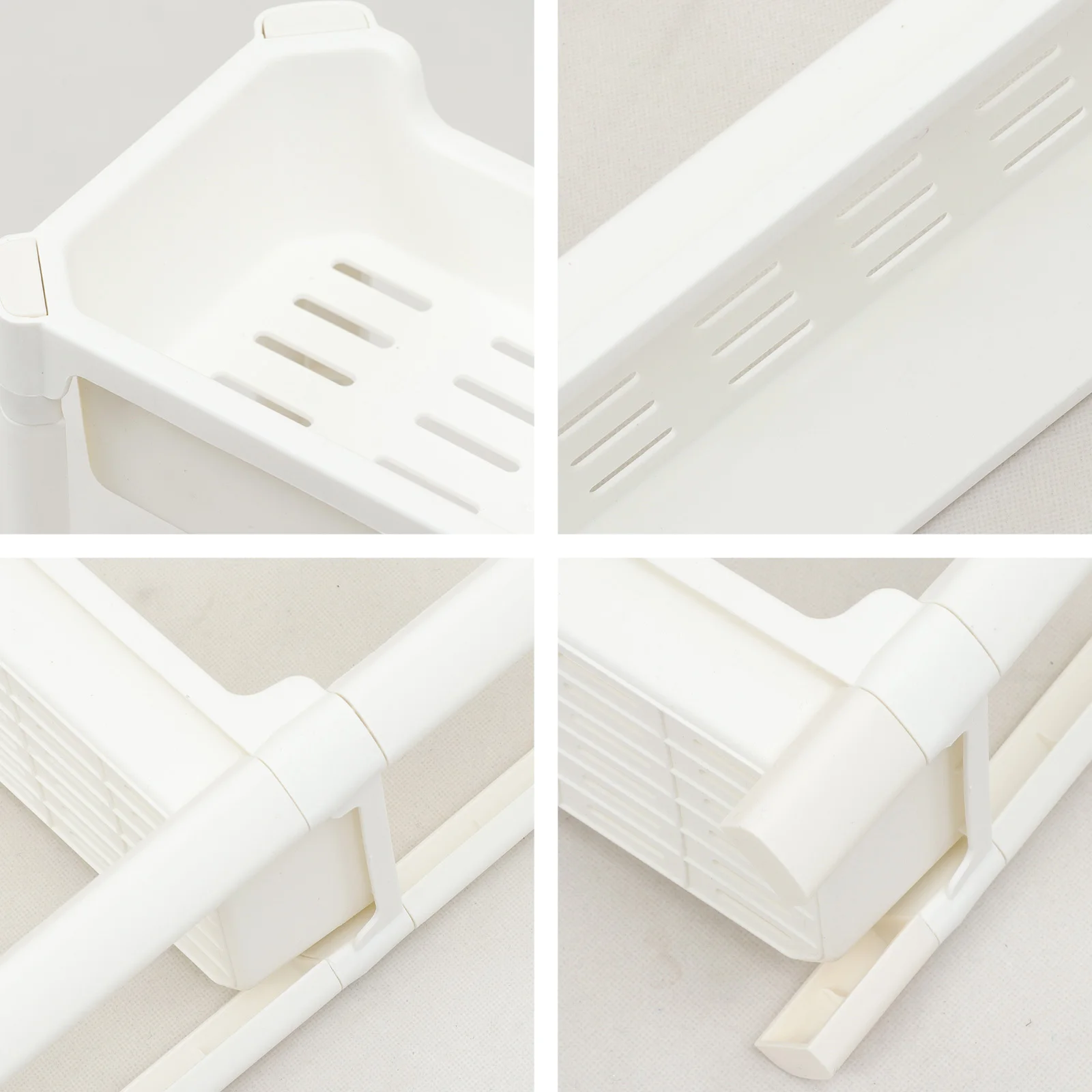 

Multifunctional Plastic Storage Rack PP Material Compact Bathroom Shelf Non-Slip Feet Stable Design