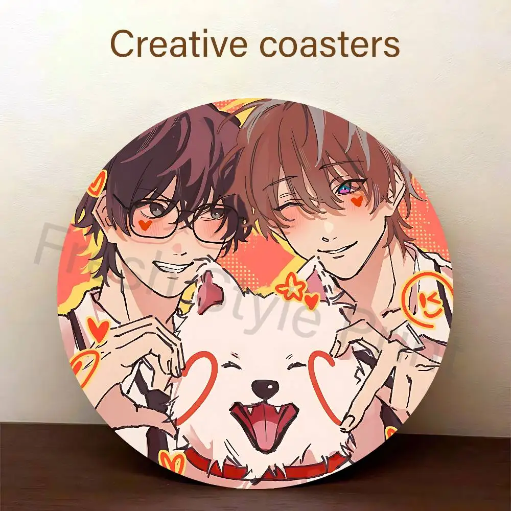 Manga L-Lost In The C-Cloud Wooden Coasters 10cm Round Cosplay Fans Collect Friends Gifts 4