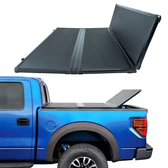 Spedking Rear Hopper With OE track system 5 Feet Hard Folding Truck Bed Tonneau Cover Fits for  2016-2021 Tacoma