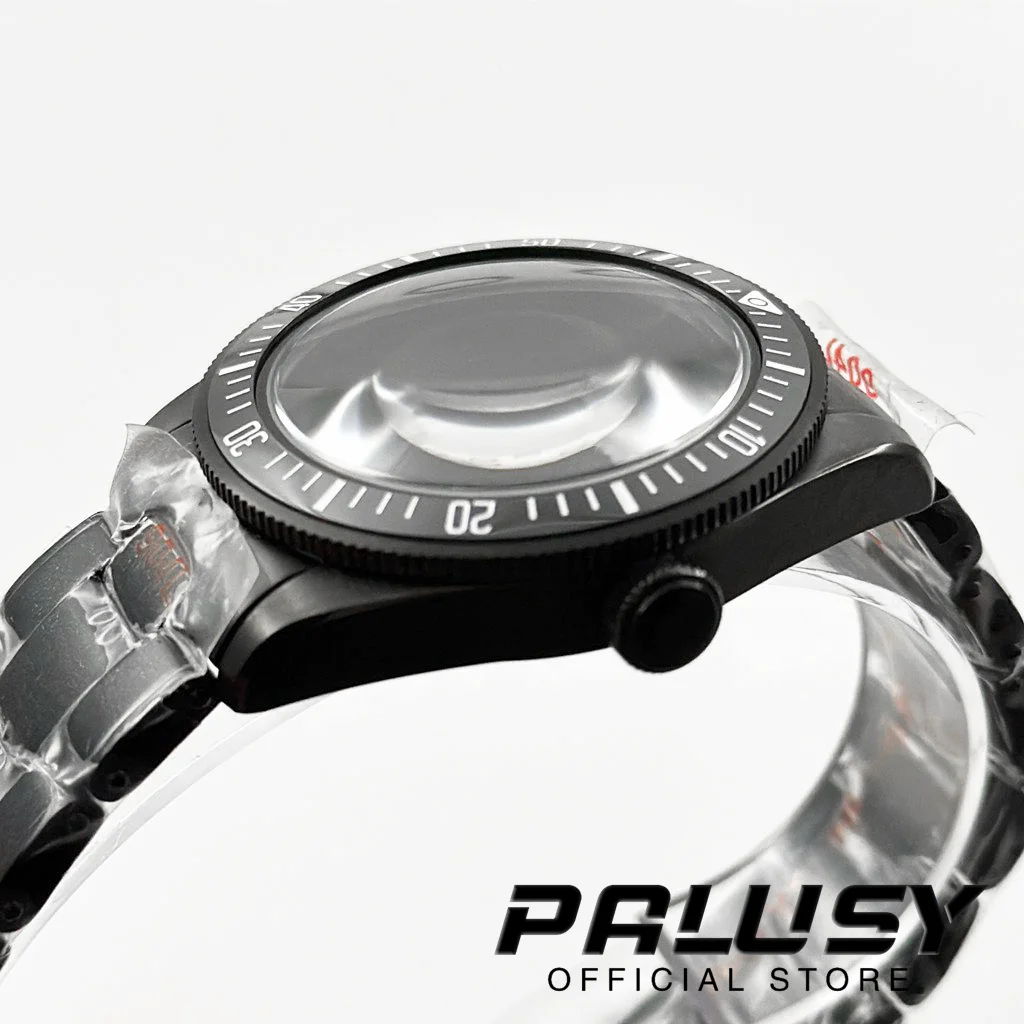 BB58 39MM caja de PVD negra cristal de zafiro abovedado caja de reloj de acero inoxidable resistente al agua compatible con movimiento NH34 NH35 NH36 ETA2824 PT5000