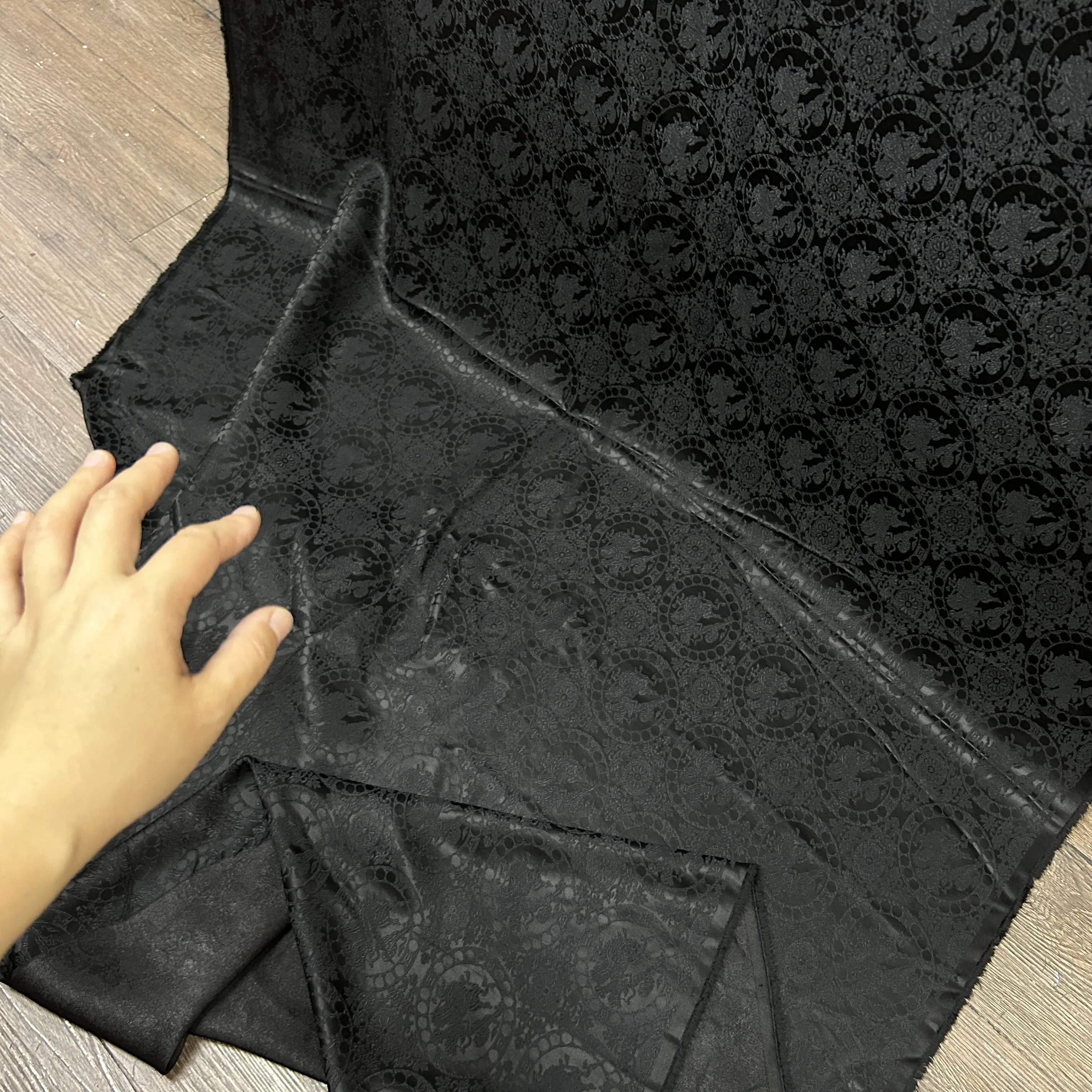 Silk Brocade Fragrant Cloud Yarn Fabric Black Flower Pattern Silk Song Dynasty Brocade Cheongsam Vest Coat Fabric